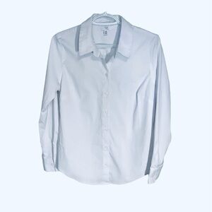 TIME & TRU WOMENS WHITE COLLARD BUTTON DOWN LONG SLEEVE BLOUSE / Size Small